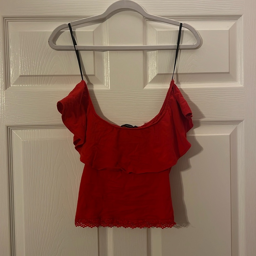 Fierce & Flirty: Forever 21 Red Ruffle Crop Top